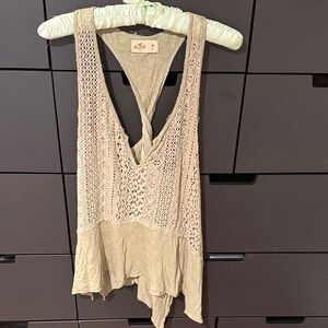 Hollister Green Crochet Tank Top